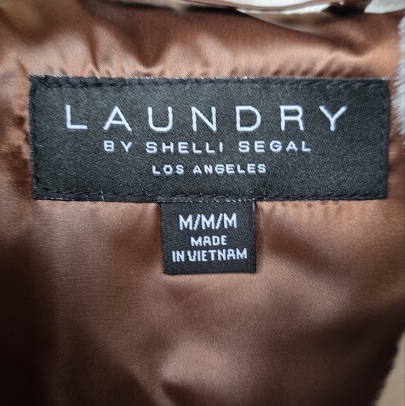 NWT Laundry by Shelli Segal puffer jacket with hood in cognac size medium - Picture 6 of 16